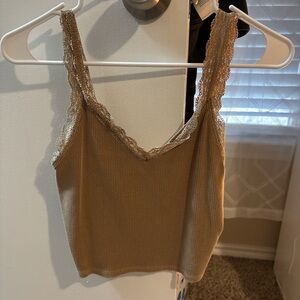 American Eagle Outfitters Lace Trim Tan Camisole